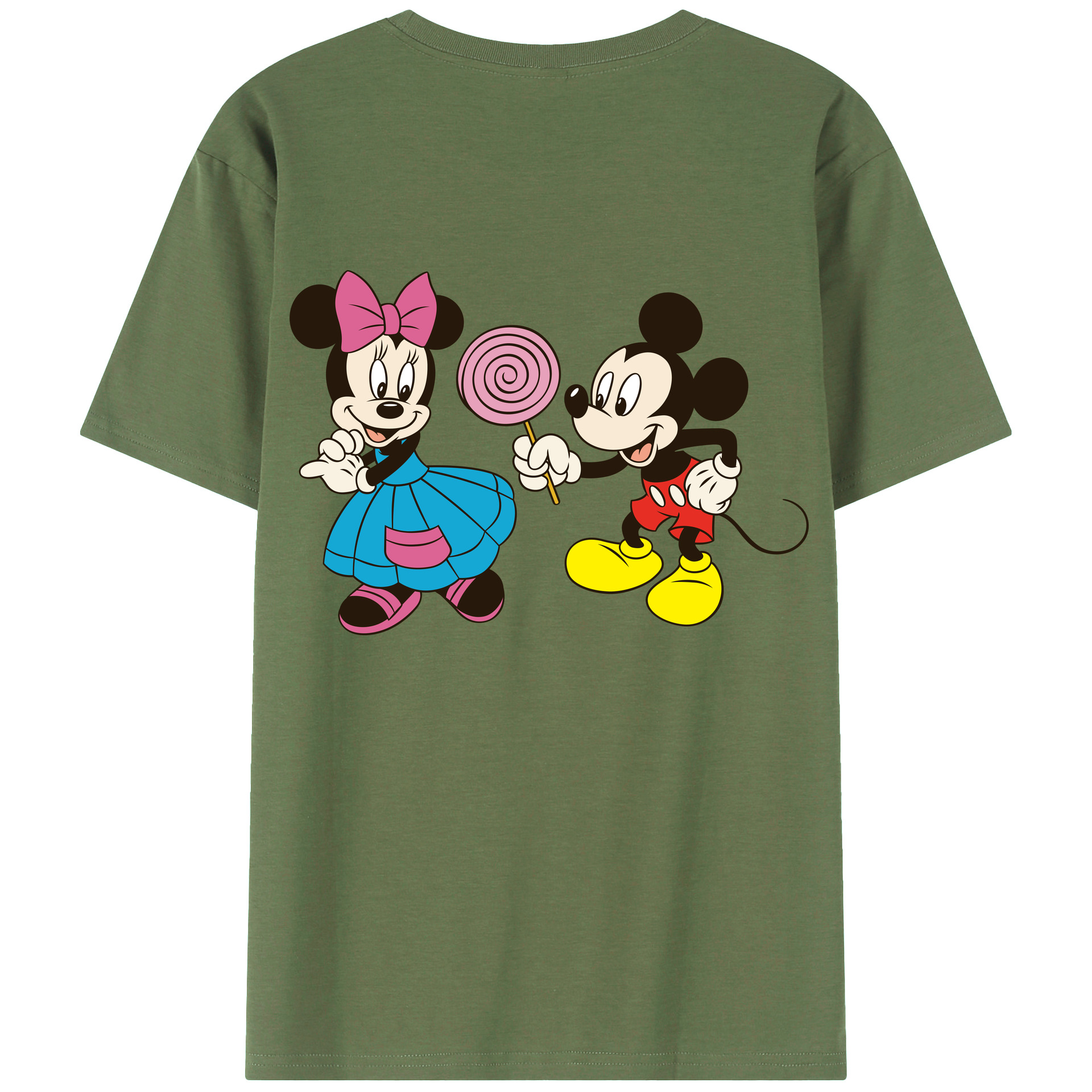 ミッキーマウス Mickey Mouse 綿100％ メンズ半袖Tシャツ（バックプリント） 通気性